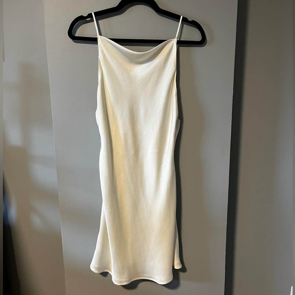 Isalis | White Drape Backless Slip Dress